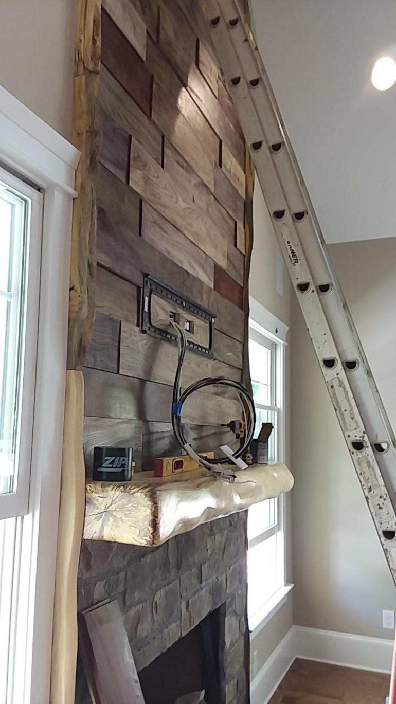 Wood Accent Wall With Fireplace And Tv Fireplace World